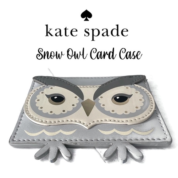 Kate Spade Snow Owl Credit Card Leather Case Gray - Picture 2 of 8